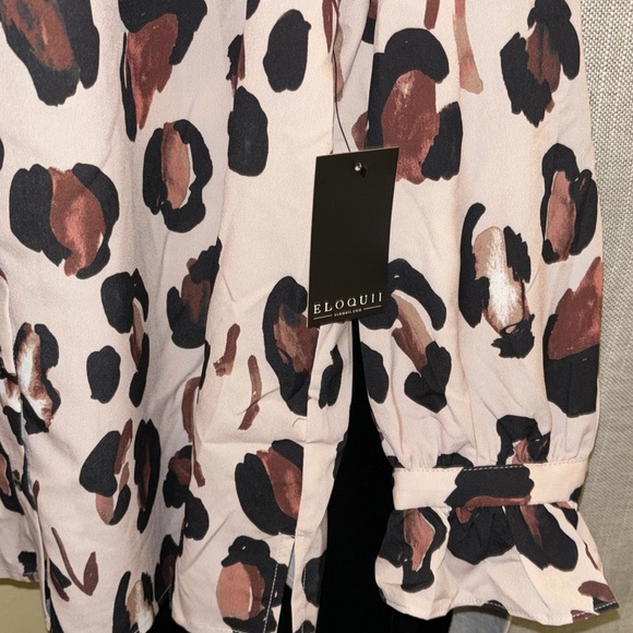 Eloquii Printed Button Down Leopard Print Blouse - Picture 4 of 4